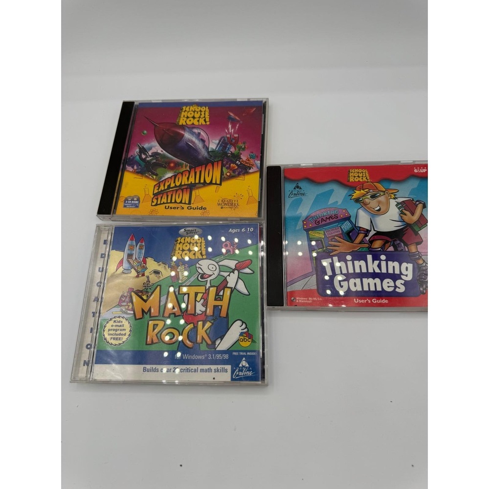 Schoolhouse Rock PC CD-ROM Lot Math Rock Exploration Station Thinking Games 90s